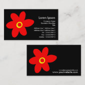 Pop Blume - Schwarz Visitenkarte (Vorne/Hinten)