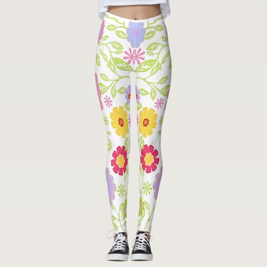 Pop Blumenmuster Leggings (Vorderseite)