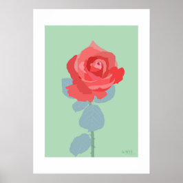 POP Botanical Art - Red Rose Poster