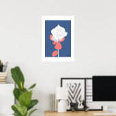 POP Botanical Art - White Rose  Poster (Heimbüro)