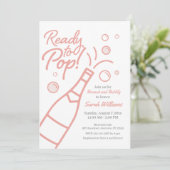 Pop Brunch und Bubbly Rosé Baby Dusche Einladung (Stehend Vorderseite)