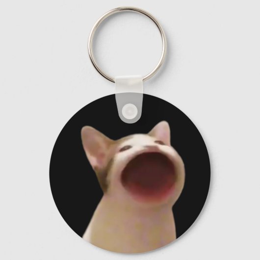 Pop Cat Meme Doppelseitiger Schlüsselanhänger (Vorderseite)