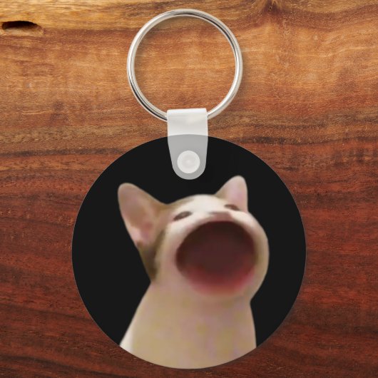 Pop Cat Meme Doppelseitiger Schlüsselanhänger (Vorderseite)