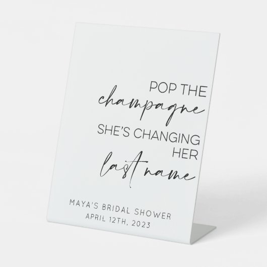 Pop Champagne Bachelorette/Hen Do Sockelschild (Vorderseite)