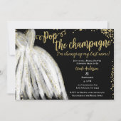 Pop Champagne Dress & Gold Glitzer Brautparty Einladung (Vorderseite)