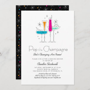 Pop Champagne Retro Bridal Dusche Einladung