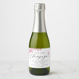 Pop Champagner Cherry Blossom Pink Butterfly Schaumweinetikett