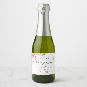 Pop Champagner Cherry Blossom Pink Butterfly Schaumweinetikett