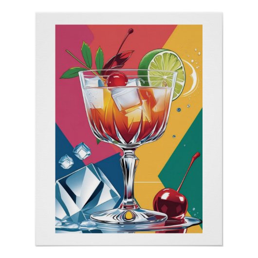 Pop & Cherry – Cocktailkunst im Retro-Stil Poster (Vorderseite)