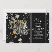 POP CLINK FIZZ Champagne Party Einladungen (Vorderseite)