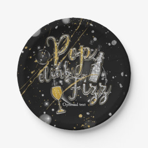 POP CLINK FIZZ Champagner-Blasen Party-Feier Pappteller