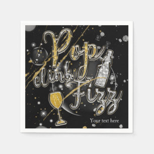 POP CLINK FIZZ Champagner-Blasen Party-Feier Serviette