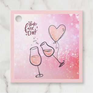 Pop Clink Fizz Custom Wine Glass Heart Ballon Geschenkanhänger