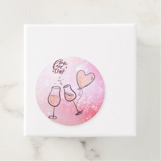 Pop Clink Fizz Custom Wine Glass Heart Ballon Geschenkanhänger (Beispiel)