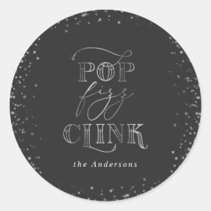 Pop Clink Fizz-Partyaufkleber Runder Aufkleber