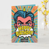 Pop Comic Happy Birthday Karte (Gelbe Blume)