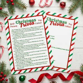 Pop Culture Christmas Trivia Game Sheet Flyer