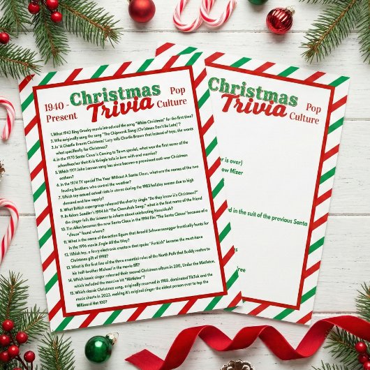 Pop Culture Christmas Trivia Game Sheet Flyer
