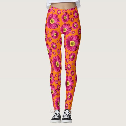 Pop Daisy Fuchsia Pink Leggings (Vorderseite)