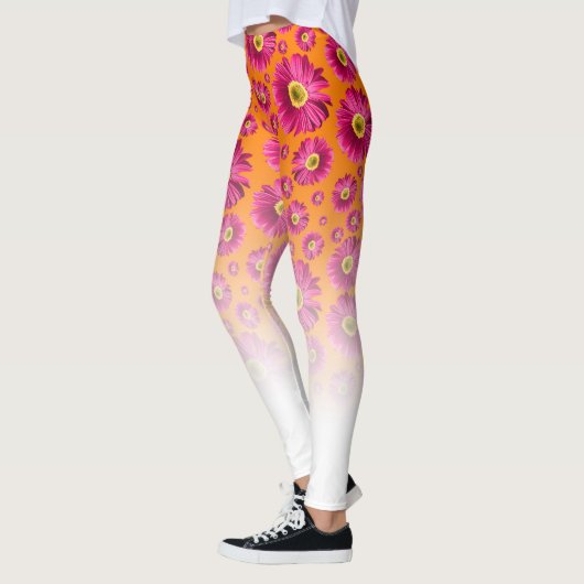 Pop Daisy Fuchsia Rosa Farbe Weiß Leggings (Links)