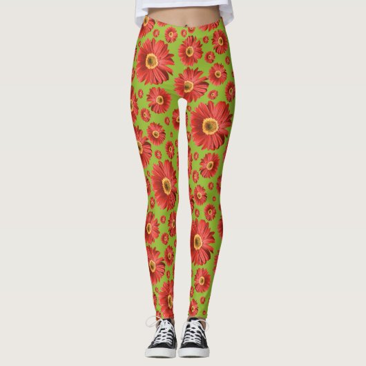Pop Daisy Red Leggings (Vorderseite)
