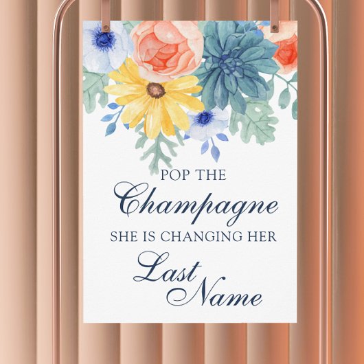 Pop Das Champagnerfloral Sukkuläres Brautparty Poster