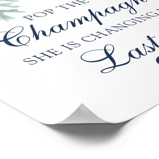 Pop Das Champagnerfloral Sukkuläres Brautparty Poster (Ecke)