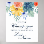 Pop Das Champagnerfloral Sukkuläres Brautparty Poster (Vorne)
