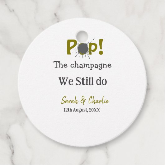 Pop den Champagner machen wir immer noch goldgraue Geschenkanhänger (Vorderseite)