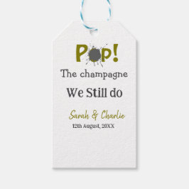 Pop den Champagner machen wir immer noch goldgraue Geschenkanhänger