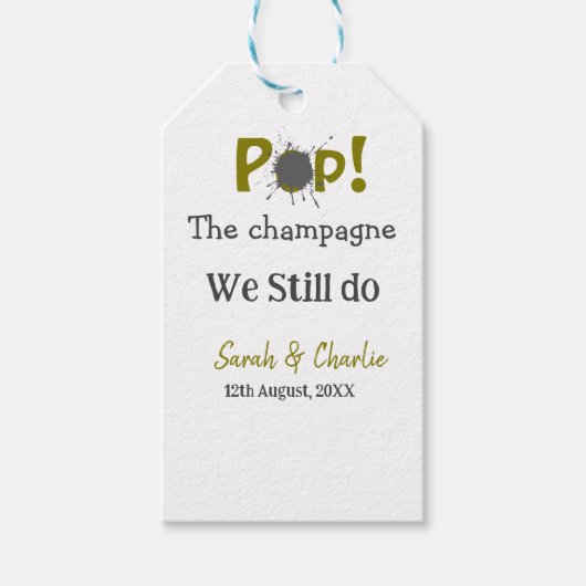 Pop den Champagner machen wir immer noch goldgraue Geschenkanhänger (Vorderseite)