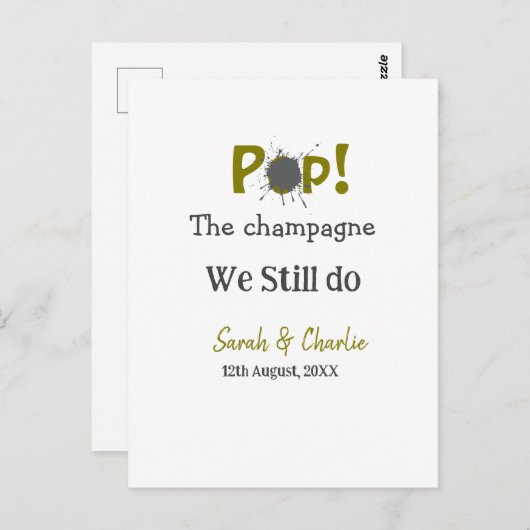 Pop den Champagner machen wir immer noch goldgraue Postkarte (Vorne/Hinten)
