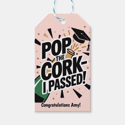 Pop der Abschluss-Geschenkmarke "Cork I Passend" Geschenkanhänger (Vorderseite)