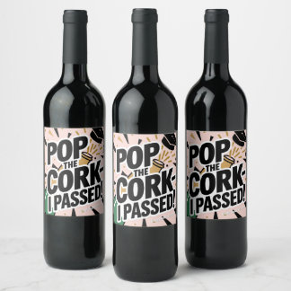 Pop der Abschluss-Geschenkmarke "Cork I Passend" Weinetikett