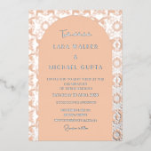 Pop der Apricot-Geometrie (Retro-Dotted) Folieneinladung (Vorderseite)