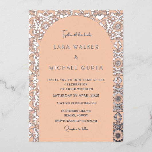 Pop der Apricot-Geometrie (Retro-Dotted) Folieneinladung (Vorderseite)