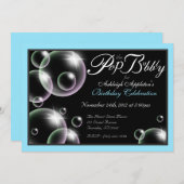 "Pop der Bubbly" Classy Birthday Einladungen (Vorne/Hinten)