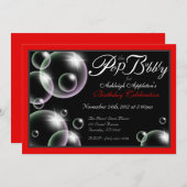 "Pop der Bubbly" Classy Birthday Einladungen (Vorne/Hinten)