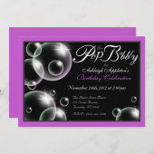 "Pop der Bubbly" Classy Birthday Einladungen (Vorne/Hinten)