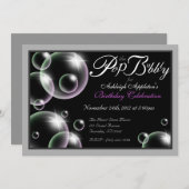 "Pop der Bubbly" Classy Birthday Einladungen (Vorne/Hinten)