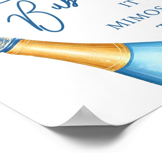 Pop der Bubbly Mimosa Bar Brautparty-Zeichen Poster (Ecke)