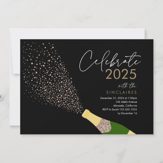 Pop der bubbly New Year's Card Einladung (Vorderseite)