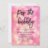 Pop der Bubbly | Pink Bokeh Look Brautparty Einladung (Vorderseite)