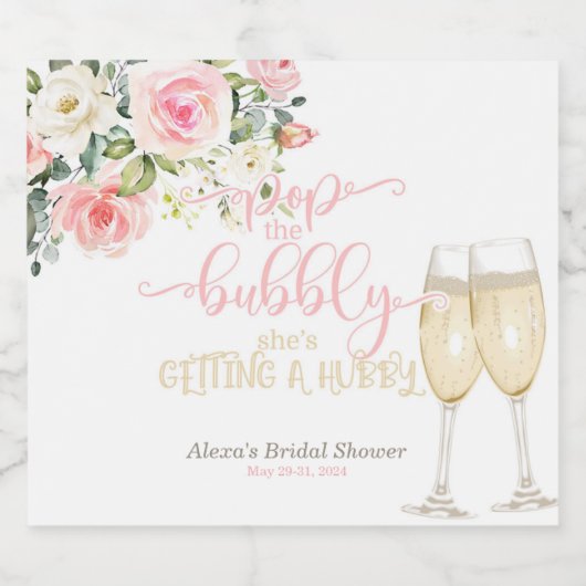 Pop der Bubbly, sie bekommt ein Hubby Schaumweinetikett (Einzelnes Label)