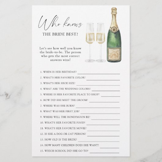 Pop der Champagne - Wer kennt das Brautspiel (Vorderseite)