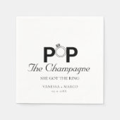 Pop Der Champagner, den sie got Ring Verlobung Tei Serviette (Vorderseite)
