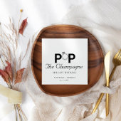 Pop Der Champagner, den sie got Ring Verlobung Tei Serviette