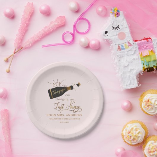 Pop der Champagner ich ändere meinen Nachnamen! Pappteller (Party)