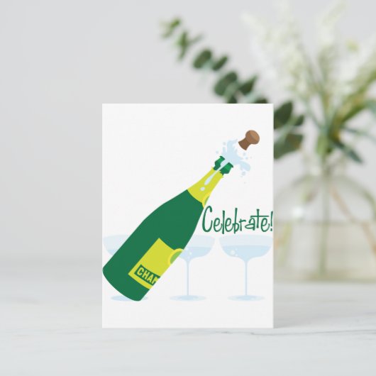 Pop Der Champagner Postkarte (Stehend Vorderseite)