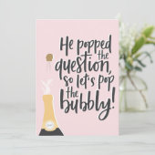 Pop der Einladung der Bubbly Engagement Party (Stehend Vorderseite)